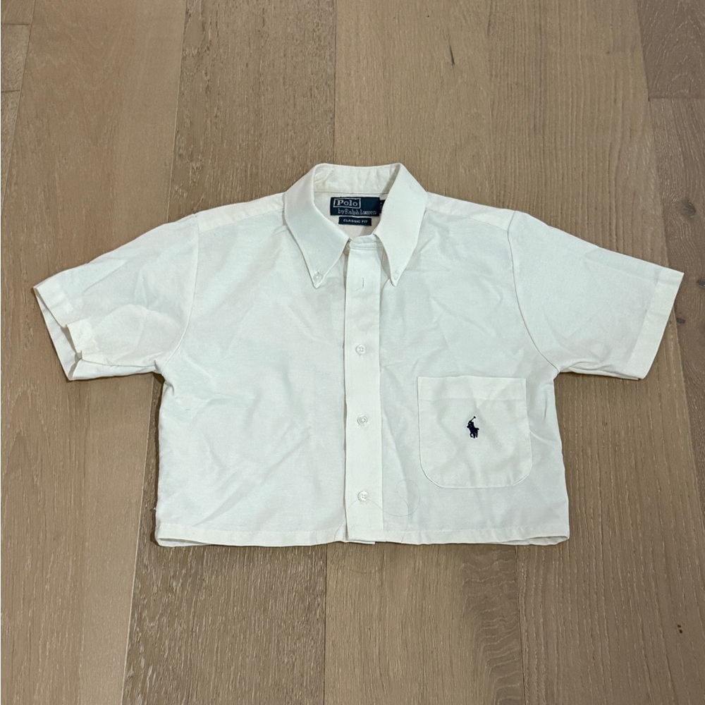 Ralph Lauren Crop-Top Cream Classic Fit Shirt